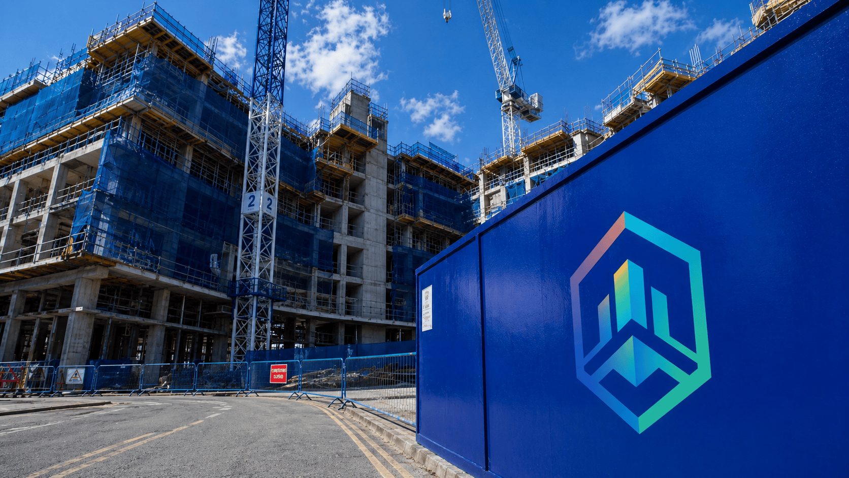 BuildLedger hoarding on an active Australian construction site